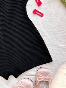 Soleia 休闲性感拼色条纹抹胸连体裤 - 黑色 - 查看 6