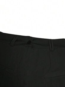 休闲百搭简约纯色阔腿裤 黑色 春季 - 黑色 - 查看 3