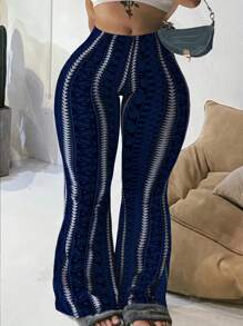 Plus Size Fashion Casual Geometric Print Flared Pants