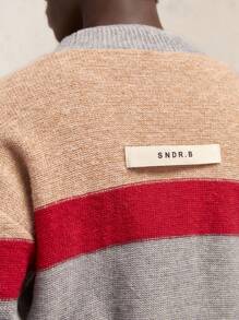 AKNOTIC Business Casual Locker gestrickter, lässiger Rundhals-Cardigan für Herren mit Farbblock-Streifen in Grau und langen Ärmeln, geeignet für Herbst/Winter, Neujahr, Weihnachten, Party, grober Cardigan, als Geschenk für Ehemann, Freund, Drop-Shoulder - Grau - Übersicht 3