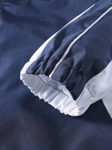 Manfinity Homme 1 Áo khoác thể thao nam trơn màu có khóa kéo phía trước, tay dài, túi, đi chơi, màu xanh navy, khối màu trang trọng, làm quà tặng cho bạn bè, chồng, bạn trai - Màu xanh hải quân - Xem 3