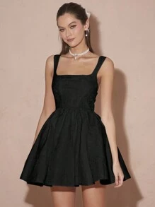 Enchnt 春冬浪漫女士黑色提花高腰可爱公主迷你连衣裙，甜美优雅的装扮，适合情人节、圣诞派对、新年、生日、节日、甜蜜约会之夜和鸡尾酒会，连衣裙 - 黑色 - 查看 5