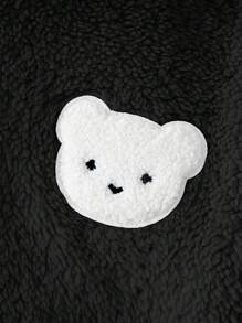 Cozy Pixies 女婴卡通熊耳套头卫衣，保暖内衬基础款，适合室内、户外滑雪、日常穿着、运动、玩耍、聚会、拍照、圣诞节、秋冬季宝宝卫衣，冬季幼儿服装，女婴卫衣，宝宝卫衣，宝宝熊外套 - 黑色 - 查看 8