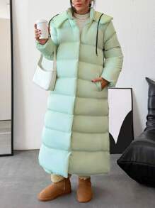 RueChic ASPEN Women's Mountain Trekking Hooded Padded Long Winter Coat - Green - View 6