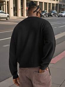 Manfinity VCAY Suéter informal de cuello redondo de manga larga con estampado gráfico para hombres
