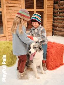 SHEIN 冬季男童格子长袖单排扣口袋休闲夹克 - 彩色 - 查看 7