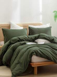 1 件提花绿色高端透气防起球方形装饰枕套/枕套，适用于单人床/双人床/大号床/特大号床