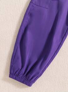 Sparklyn Tween Girl Letter Graphic Drawstring Waist Cargo Pocket Ankle-Tied Casual Pants