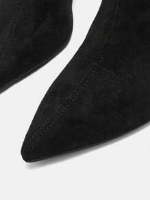 CUCCOO BIZCHIC Women's High Heel Chunky Heel Pointed Toe Elastic Suede Ankle Boots For Christmas And New Year Holiday Valentines Valentine Day Spring Shoes