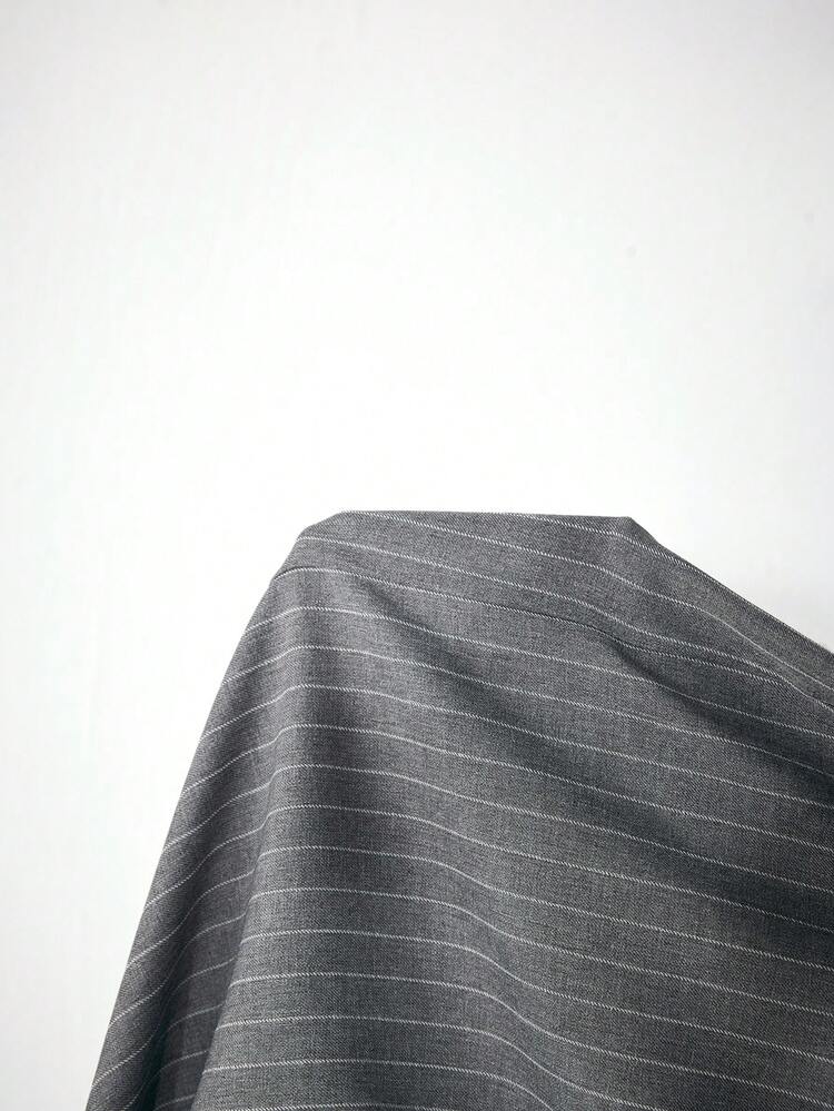 SHEIN Maija Damskie szare, prążkowane, wpuszczane w pas, elastyczne, luźne, szerokie nogawki, modne spodnie na co dzień, jesień/zima