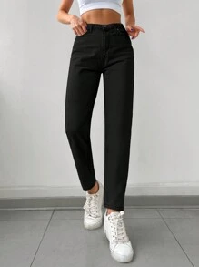 EURMUSE Quần Jeans Ống Thẳng Thường Ngày Có Túi Cho Nữ - màu đen - Xem 4