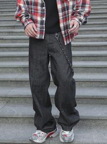 Manfinity EMRG Plus Size Men's Casual Simple Denim Jeans - Black - View 7