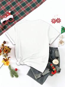 Kerstmis Vrouwen Casual Modieus Bedrukt T-shirt Met Kleurrijke Lichtjes Kerstboom Ster Patroon, Basic Tee Grafische Tees Vrouwen Tops