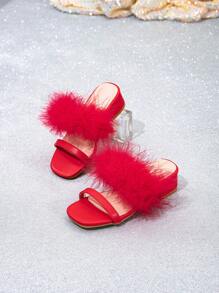 1 双时尚、百搭、奢华的女童高跟凉鞋 - 紅色 - 查看 5