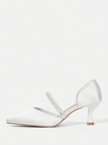 CUCCOO HITCHD 女士尖头复古刺绣时尚露跟高跟鞋 - 白色 - 查看 2