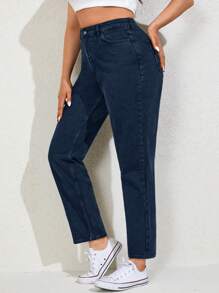 EURMUSE Plus Size Button Front Pocket Casual Pants, Everyday Wear