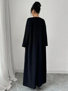 Modelyn Đầm đuôi cá bó sát in họa tiết lá vàng thanh lịch dành cho nữ 2 món - màu đen - Xem 2