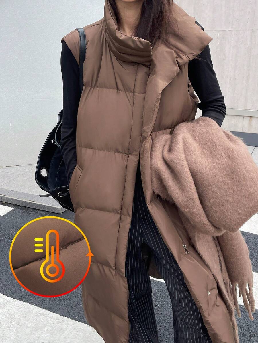 DAZY Gilet da donna senza maniche con collo alto, imbottito e trapuntato, adatto per l'inverno, abbigliamento invernale da donna, cappotto invernale per donne