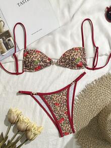 2 件套女士性感迷人印花吊带比基尼夏季 - 彩色 - 查看 4