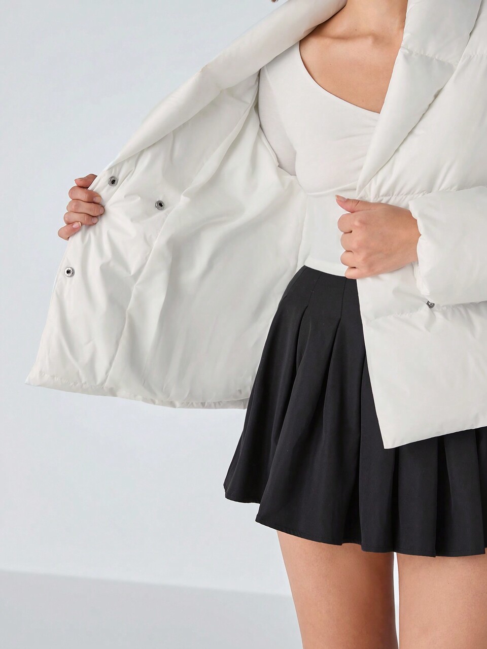 1 Piece Women's Solid Color Long Sleeve Tie Front Bow Simple Cute Warm Jacket,Elegant Off-White Winter Christmas Coats For Date Casual Daily Wear