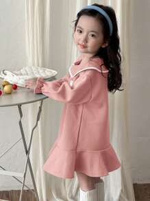 DAZY Young Girls Bow Pattern Thermal Lined Dress, Fall Outfits - Pink - View 4