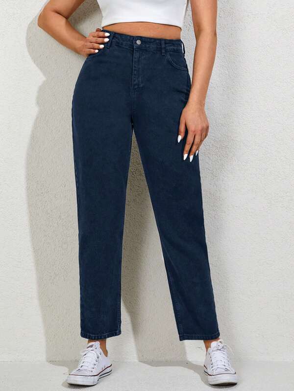 EURMUSE Plus Size Button Front Pocket Casual Pants, Everyday Wear