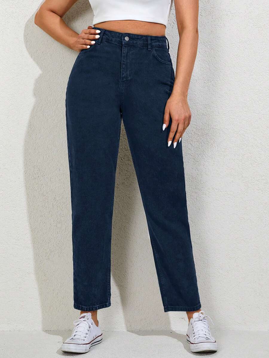 EURMUSE Plus Size Button Front Pocket Casual Pants, Everyday Wear