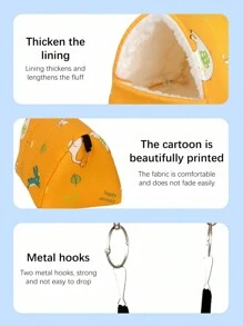 1PC Cartoon Printed Warm Fleece Triangular Sleeping Nest For Parrots Hamsters Chinchillas Squirrels Autumn Winter Pet Bed - Yellow - View 6