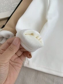 SHEIN LMoss Kids 6 件套女婴可爱高领纯色长袖上衣和松紧腰长裤，秋冬 - 彩色 - 查看 3