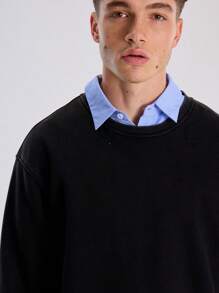 Musero Crew Neck Distressed Long Sleeve Jumper - Black - View 5