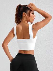 Gameset SHEIN Sport Women Square Neck Seamless Solid Cropped Sports Bra
