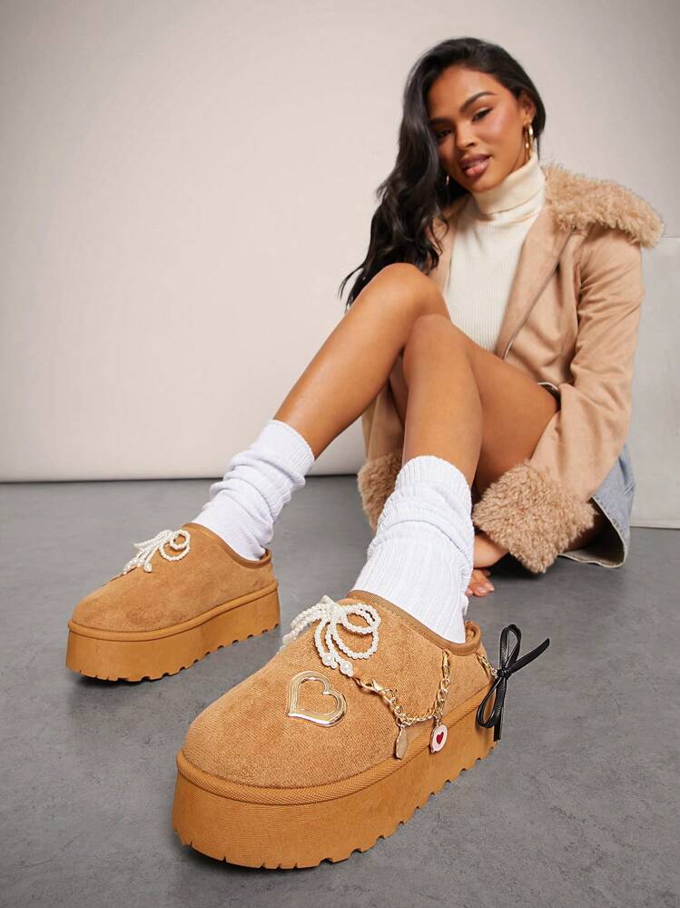 SHUZIA Women Fresh Height Faux Pearl Decor Clogs For Summer Shoes Spring Shoes Spring Break Easter - Camel - View 1