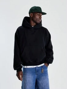 Musero Men Hooded Drawstring Sweatshirt - Black - View 1