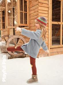 SHEIN 女童两件套星月刺绣纹理打底裤，时尚简约休闲套装，适合秋冬季穿着 - 彩色 - 查看 26