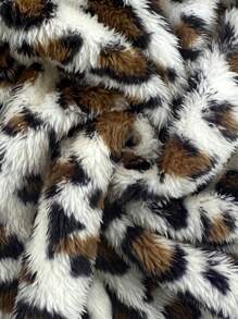 Allurite Plus Size Open Front Leopard Print Casual Long Sleeve Jacket For Everyday Wear - Beige - View 7