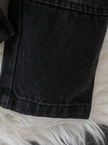 SHEIN 2 件装男婴长袖加厚夹克套装，搭配休闲长款牛仔装