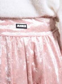 AiiRZ Velvet Bubble Hem Mini Skirt - Pink - View 3