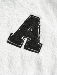 2 件套年轻女孩和年轻女孩双面羊毛连帽衫和紧身裤套装，适合日常休闲穿着 - 黑與白 - 查看 3