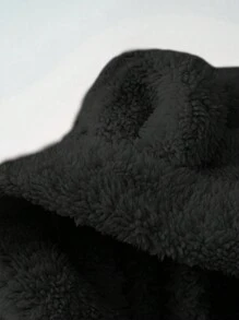 Cozy Pixies 女婴卡通熊耳套头卫衣，保暖内衬基础款，适合室内、户外滑雪、日常穿着、运动、玩耍、聚会、拍照、圣诞节、秋冬季宝宝卫衣，冬季幼儿服装，女婴卫衣，宝宝卫衣，宝宝熊外套 - 黑色 - 查看 7