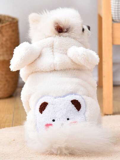 SHEIN 1PC Dog Plush Cute Bear Hoodie Soft And Comfortable Pet Autumn/Winter Clothes Christmas For Holiday Gift Giving