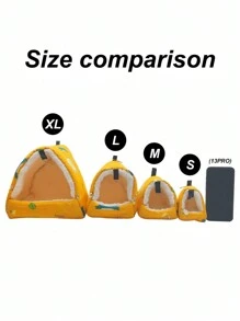 1PC Cartoon Printed Warm Fleece Triangular Sleeping Nest For Parrots Hamsters Chinchillas Squirrels Autumn Winter Pet Bed - Yellow - View 3