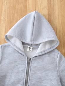 SHEIN Leap Crew Bộ 6 món/bộ thời trang giản dị thoải mái tối giản cho bé trai, áo nỉ có mũ trùm đầu lót nhiệt, màu đen, xám và trắng - Nhiều màu - Xem 4