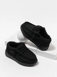 أحذية رياضية جديدة للخريف/الشتاء ذات لون أسود ثابت ، مبطنة حرارياً، سهلة الارتداء ،مع نعل مُقاوم للانزلاق، مناسبة لعيد الميلاد