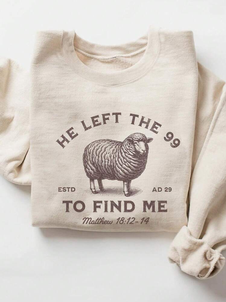 INAWLY Jesus Left 99 Sweaters, The Lord Is My Shepherd Crew Neck