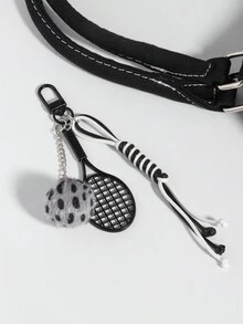 ROMWE Grunge Punk 1 件时尚灰色豹纹网球包吊饰/钥匙扣，时尚运动风格钥匙扣 - 彩色 - 查看 3
