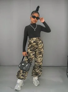 Tween Girl NOVA Store 休闲针织长袖上衣和迷彩慢跑裤两件套 - 彩色 - 查看 1