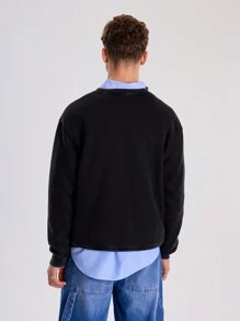 Musero Crew Neck Distressed Long Sleeve Jumper - Black - View 3
