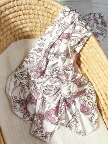 Newborn Baby Floral Printed Headband Photography Set - Multicolor - View 2