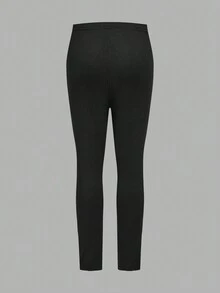 2 件套年轻女孩和年轻女孩双面羊毛连帽衫和紧身裤套装，适合日常休闲穿着 - 黑與白 - 查看 8