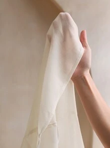 Anewsta 圣诞法式蕾丝荷叶边珍珠缀饰灯笼袖雪纺衬衫，米色/象牙色女式衬衫